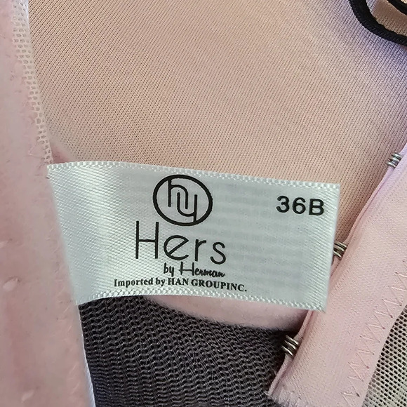 Hers by Herman Pink and Black Lace Corset Bralette Size Women's 36B - Picture 11 of 12